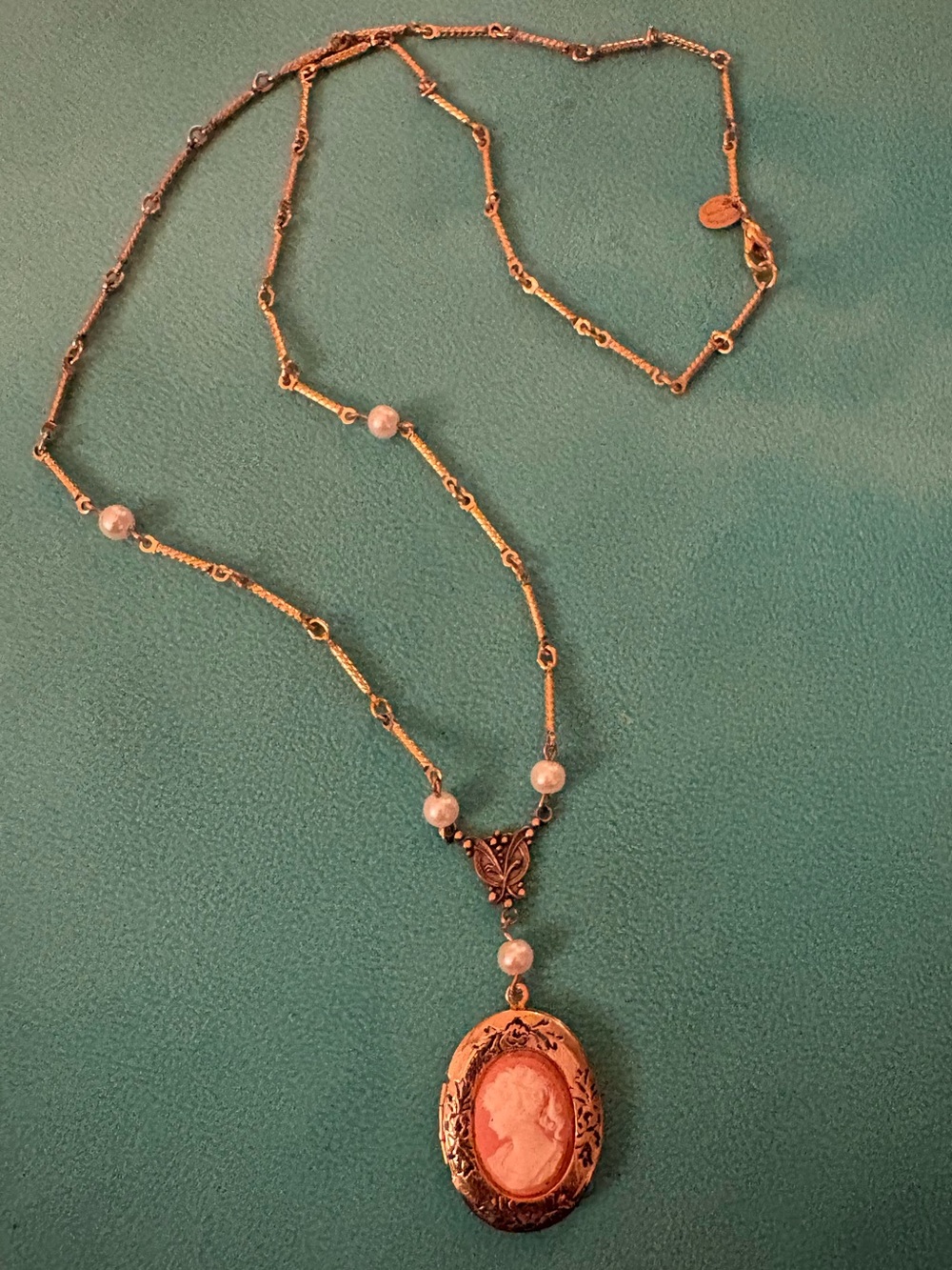 Cameo Locket Necklace in Gold-Tone by Discovery of California